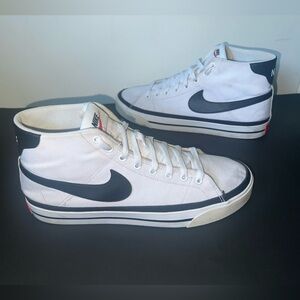 NIKE Court Legacy Canvas Mid DD0162-100 White Black Canvas - Size 9.5